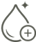 Water droplet with a plus symbol icon.