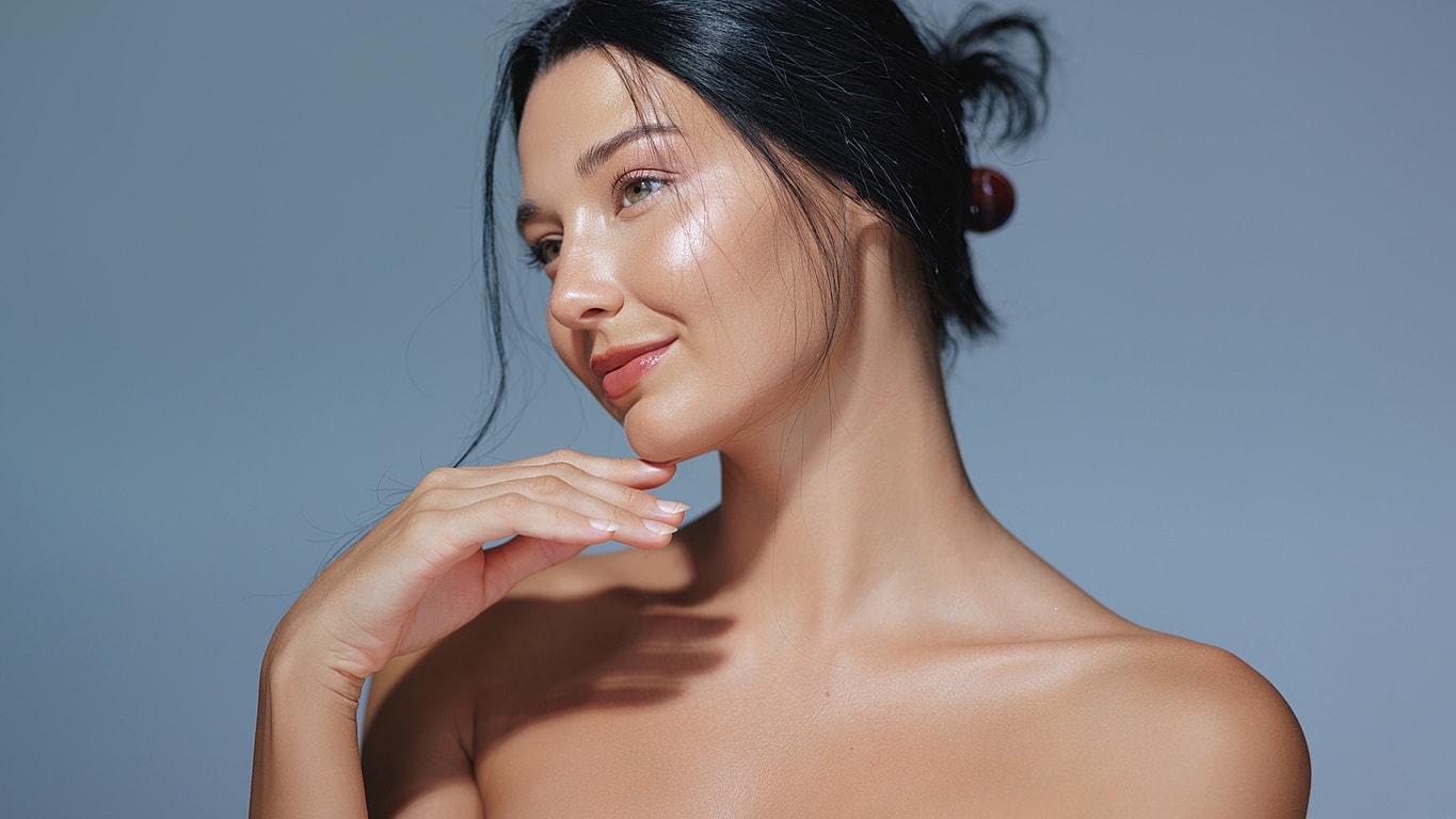 Portrait of confident woman with natural makeup.