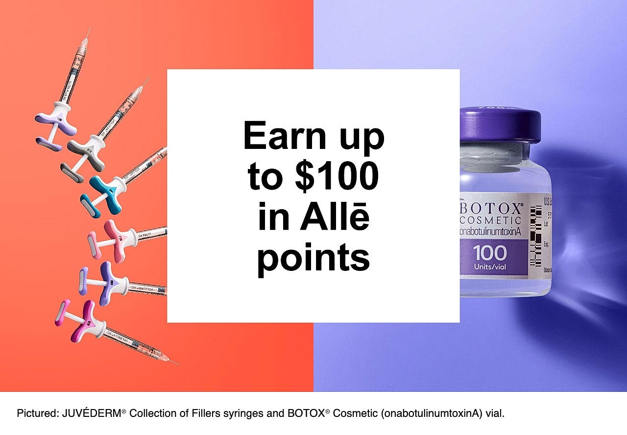 Botox and filler promotional image with points offer.